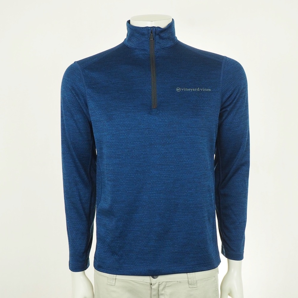 Vineyard Vines On-The-Go Sankaty Quarter Zip Pullover Shirt Mens Small Blue Golf